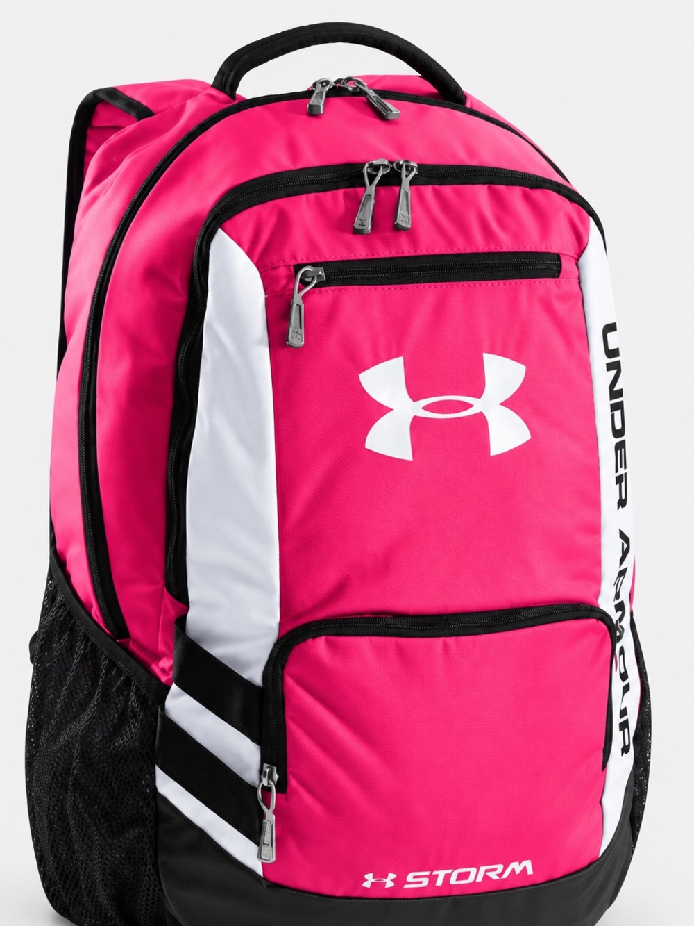 Under Armour Storm Hustle Backpack Bright Pink White Black Laptop Sleeve